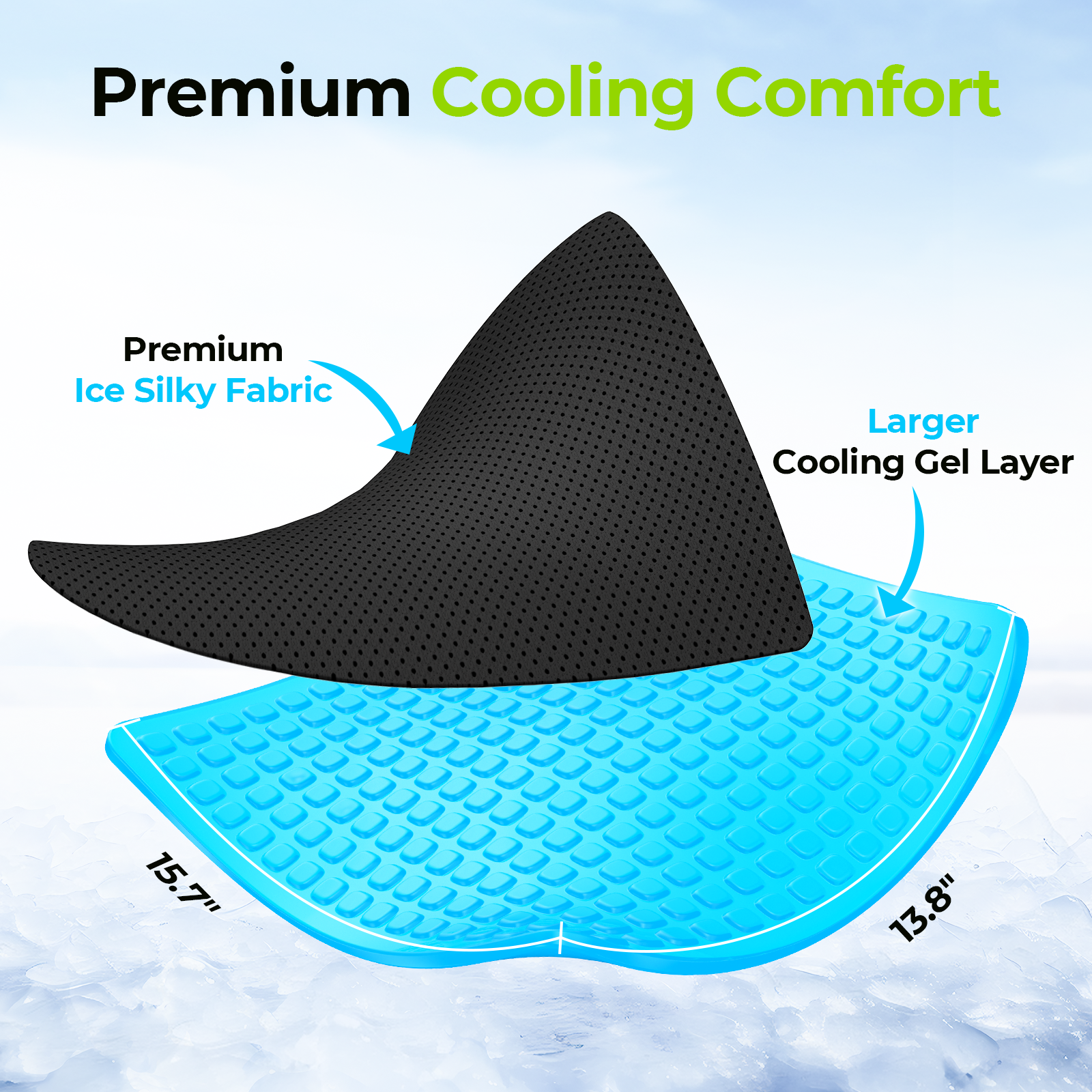 AUVON Breathable Gel Seat Cushion with Innovative Ventilation System, Cool Office Chair Cushion, Memory Foam Chair Pad for Office Chair, Home Seats, Anti-Slip Cover