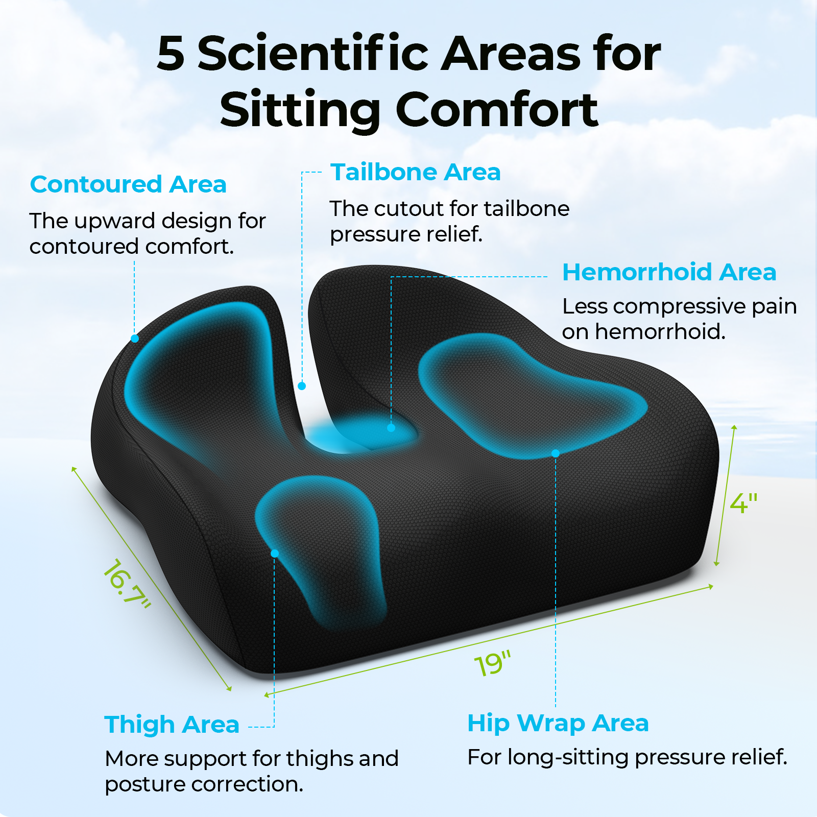 AUVON Enhanced Thick Seat Cushions for Office Chairs, Innovative Memory Foam Cushion