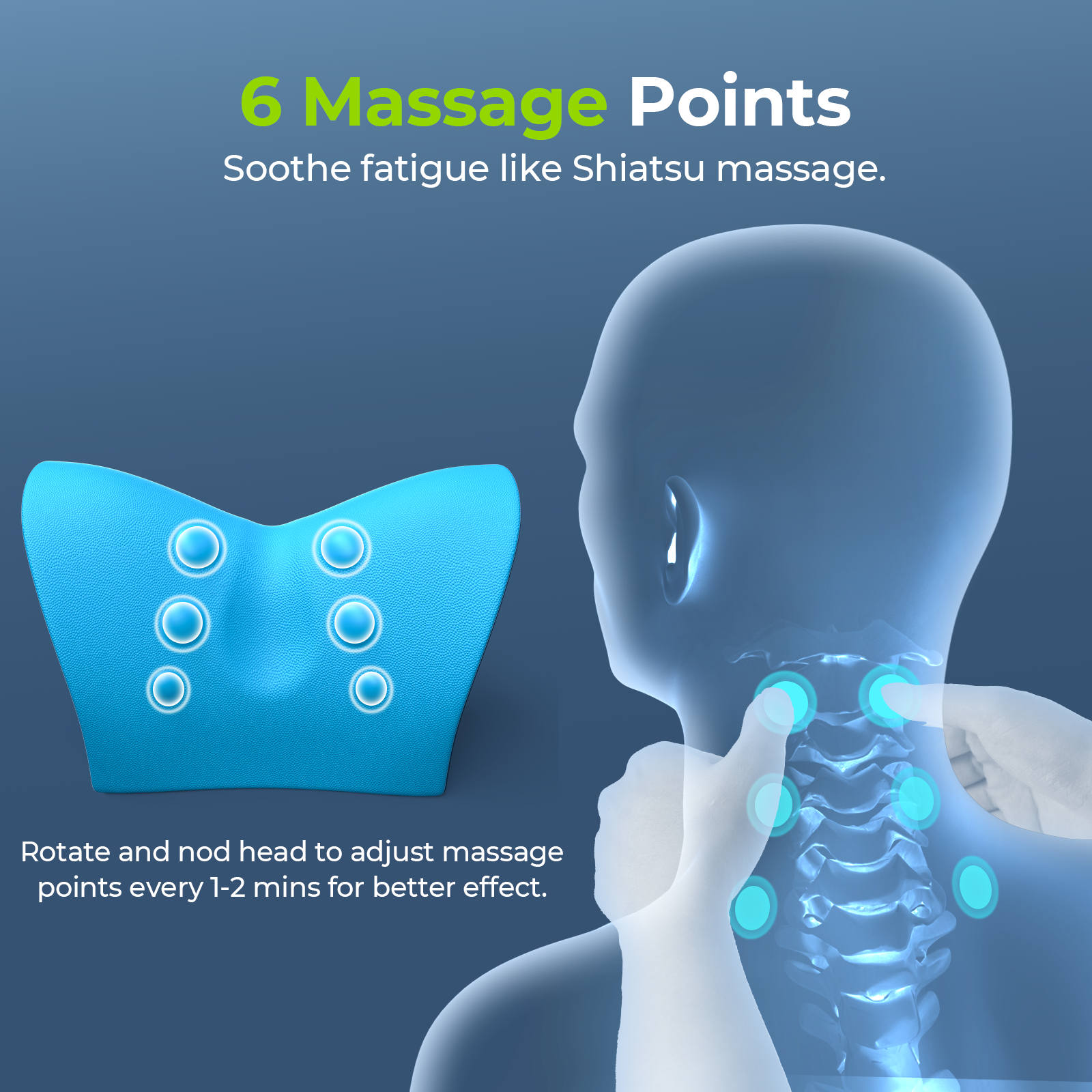 AUVON Neck Stretcher, Adaptive Cervical Traction Device for Gentle Pain Relief, Neck and Shoulder Relaxer with Cervical Groove for Hump, Spine Alignment, Muscle Tension, Headaches, TMJ Pain (Blue)