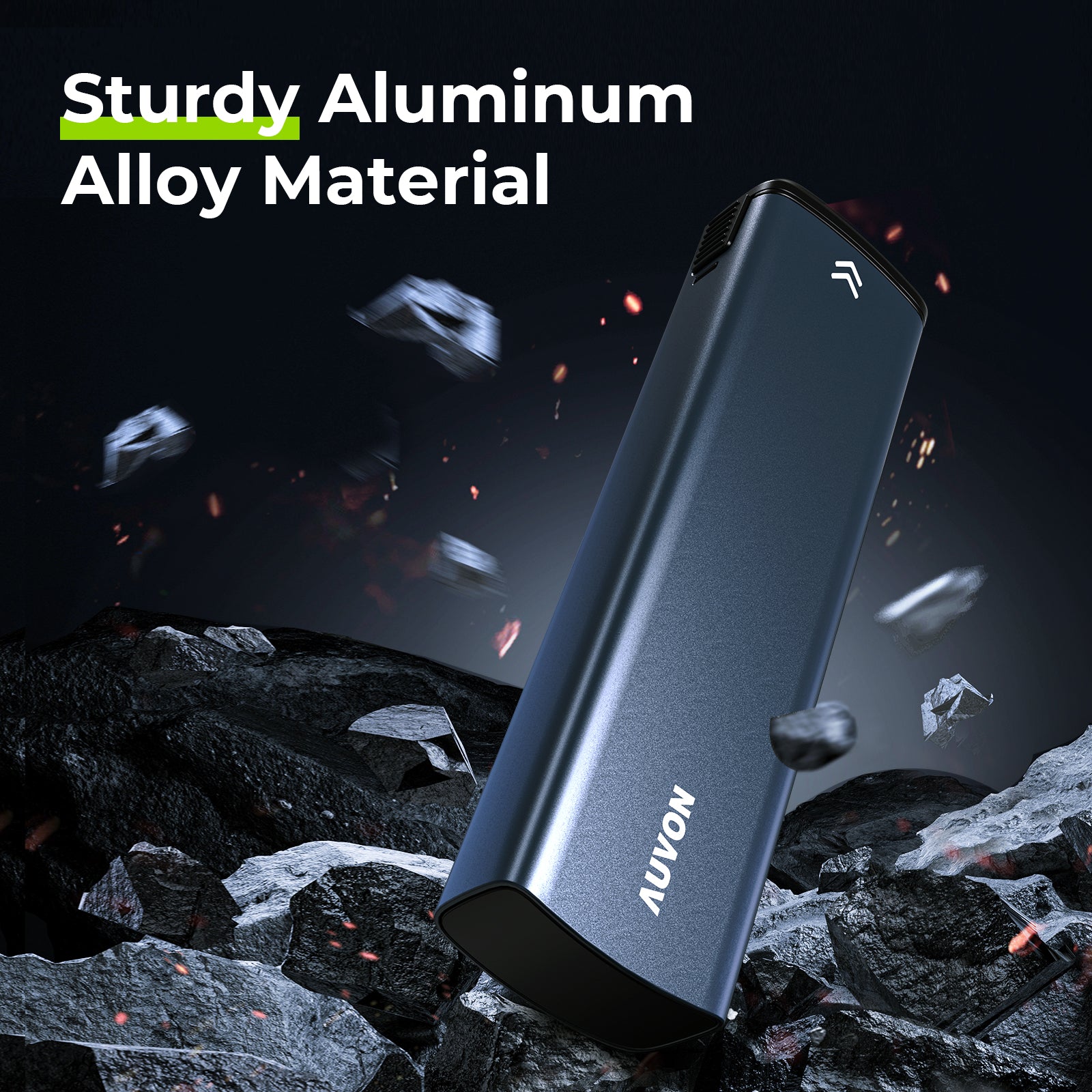 AUVON Metal Weekly Pill Organizer with Slide Design, Stylish Travel Pill Box 7 Day for Privacy Protection, Aluminum Alloy Pill Case with Large Compartment for Supplements, Fish Oil (Dark Blue)