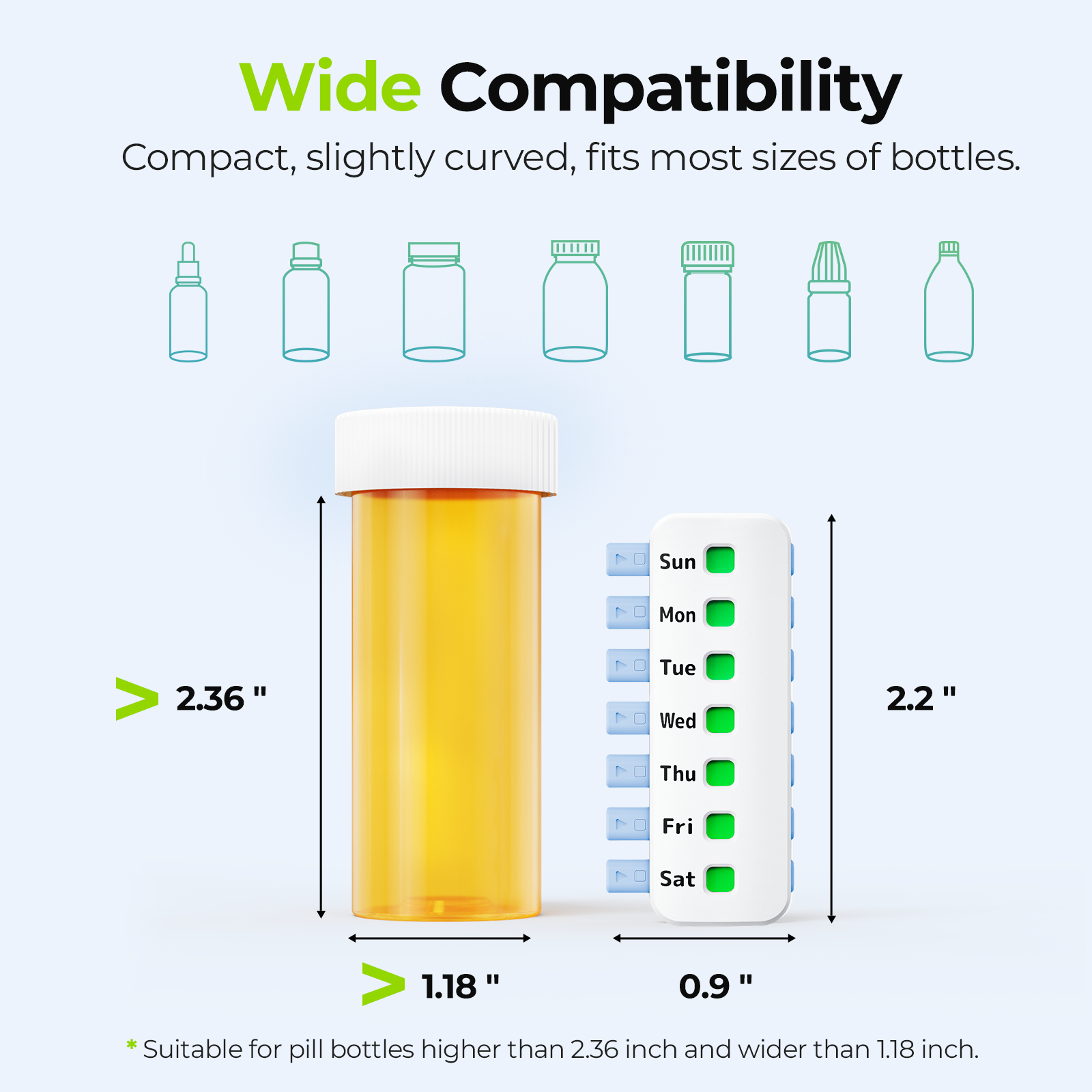 AUVON Pill Reminder, Reusable Pill Tracker with Anti-Slide Design, 2 Pack Efficient Weekly Tracking without Filling, Wide Compatibility for Different Pill Bottle Sizes, 4 Extra Tapes