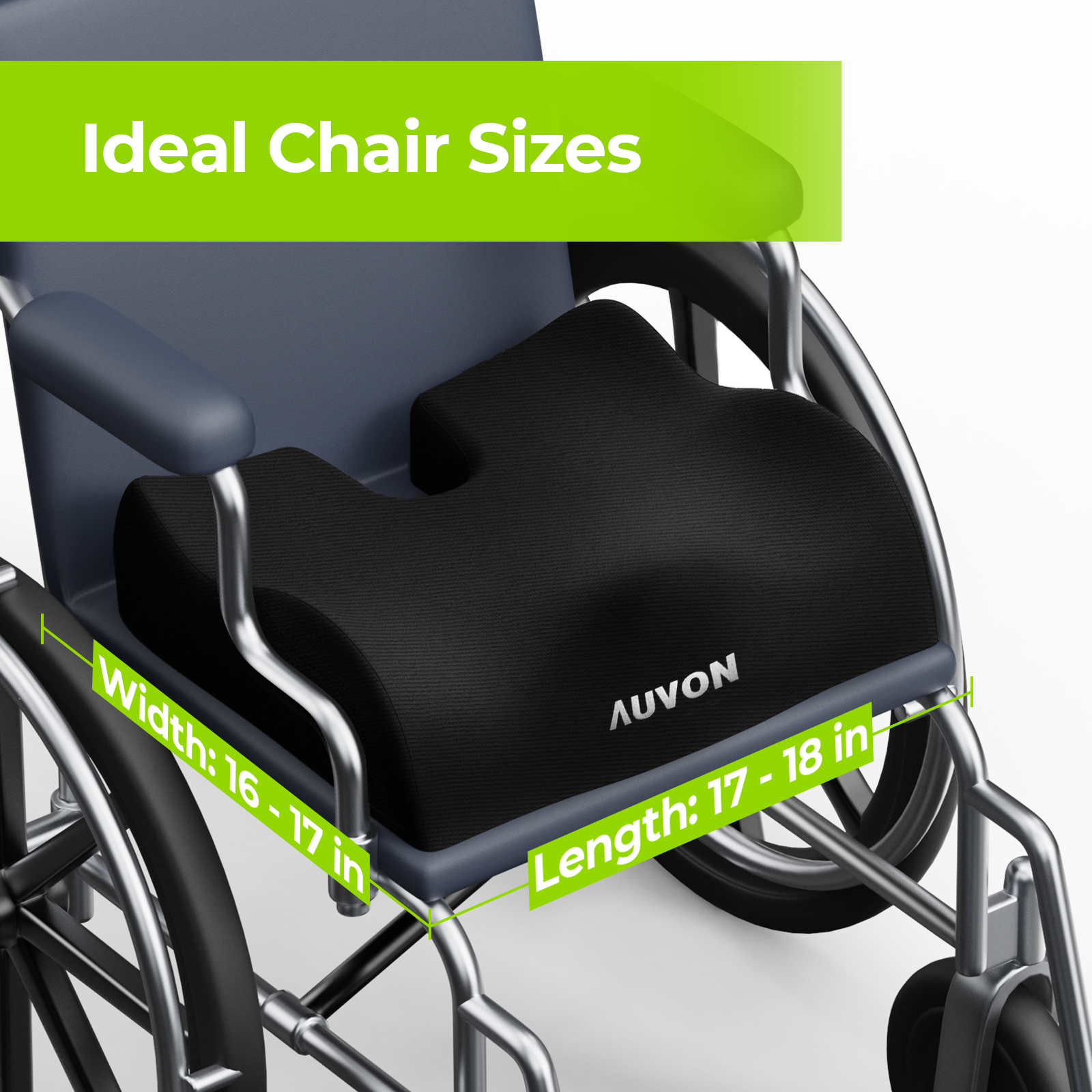 AUVON Anti-Slip Wheelchair Cushions with Front High Rear Low & Hump Design