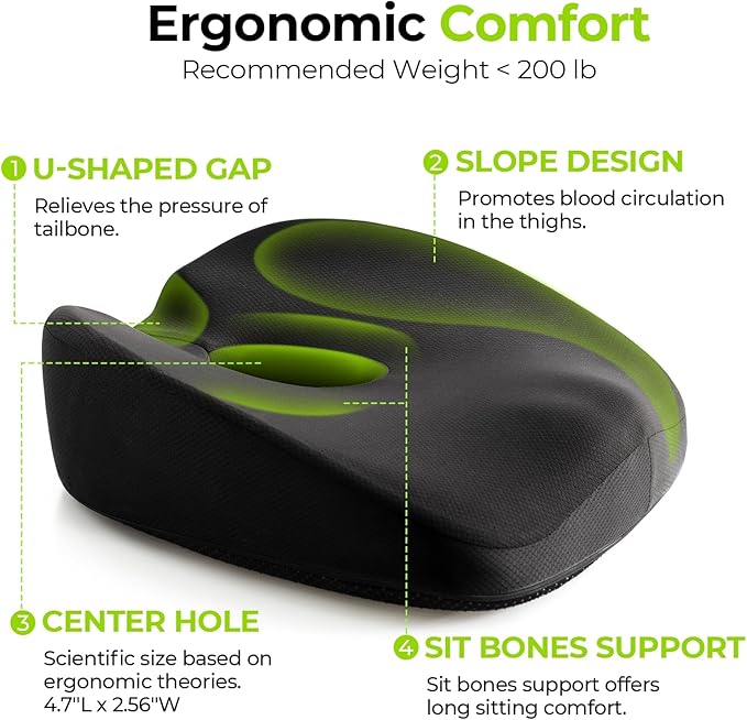 AUVON Innovation Donut Pillow with Scientific Center Hole & Ergonomic U-Shaped Cutout Design