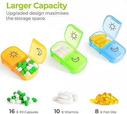 AUVON Extra Large Pill Box Organiser 7 Day 2 Times a Day, Same-Side Open Weekly AM PM Pill Case for Ease of Use, Privacy Protection Tablet Organiser for medications/Vitamins/Supplements/Fish Oils