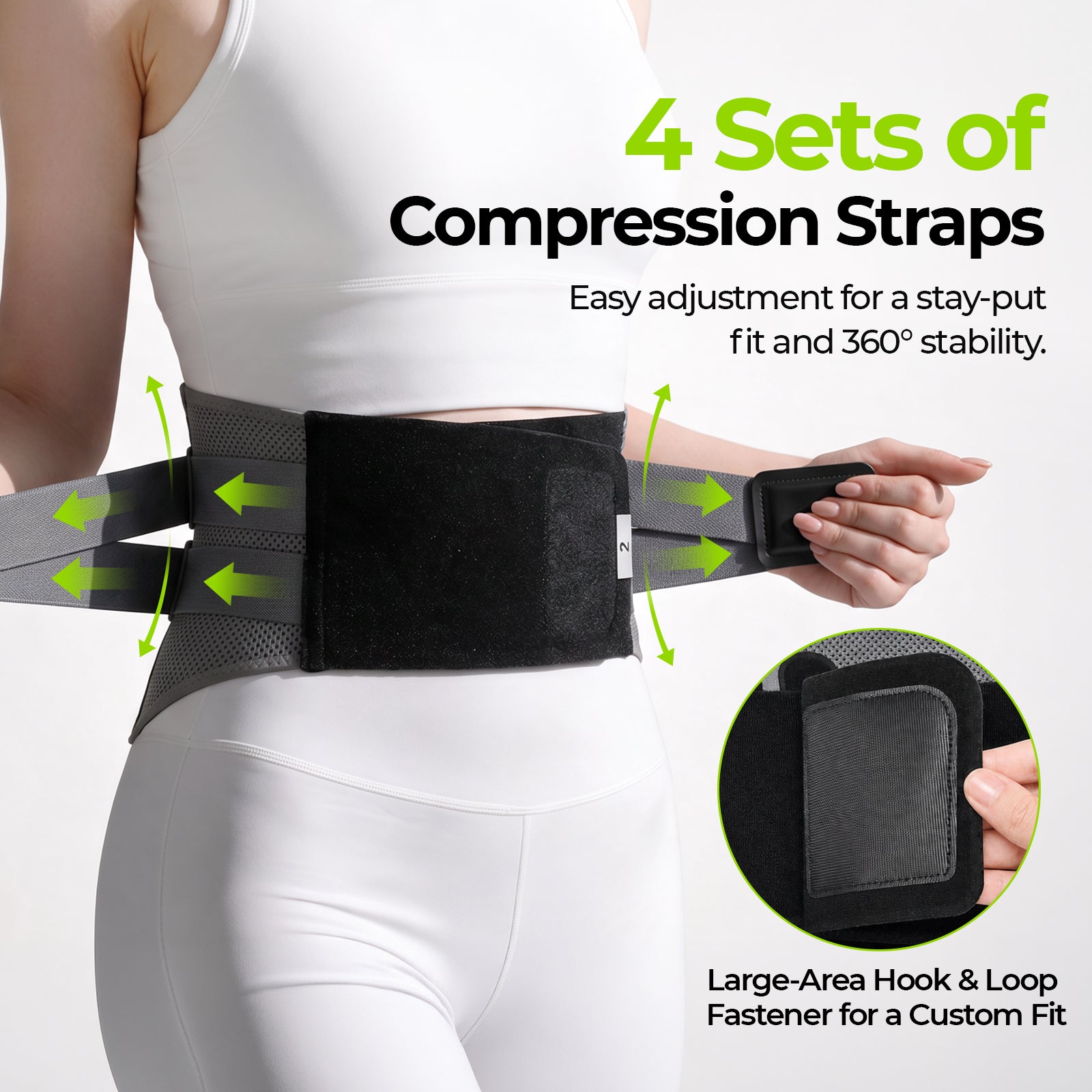 AUVON Back Brace for Lower Back Pain Relief, Removable Heating Pad to Relax Ergonomic 5-Stay Back Support Belt, Lumbar Support & Warmth for Men, Women, Breathable & Adjustable for Work, Heavy Lifting