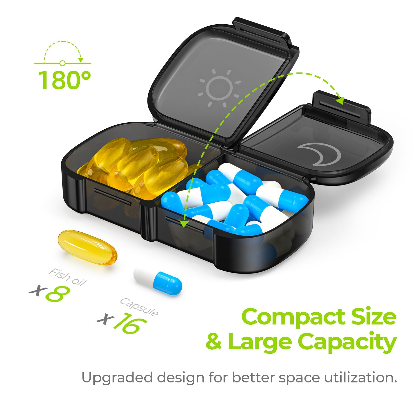 AUVON Canvas Bag XL Weekly Pill Organizer 2 Times a Day, Travel Pill Box 7 Day with One-Side Large Opening, AM PM Pill Case with Portable Cloth Bag for Supplements, Vitamins, Fish Oils