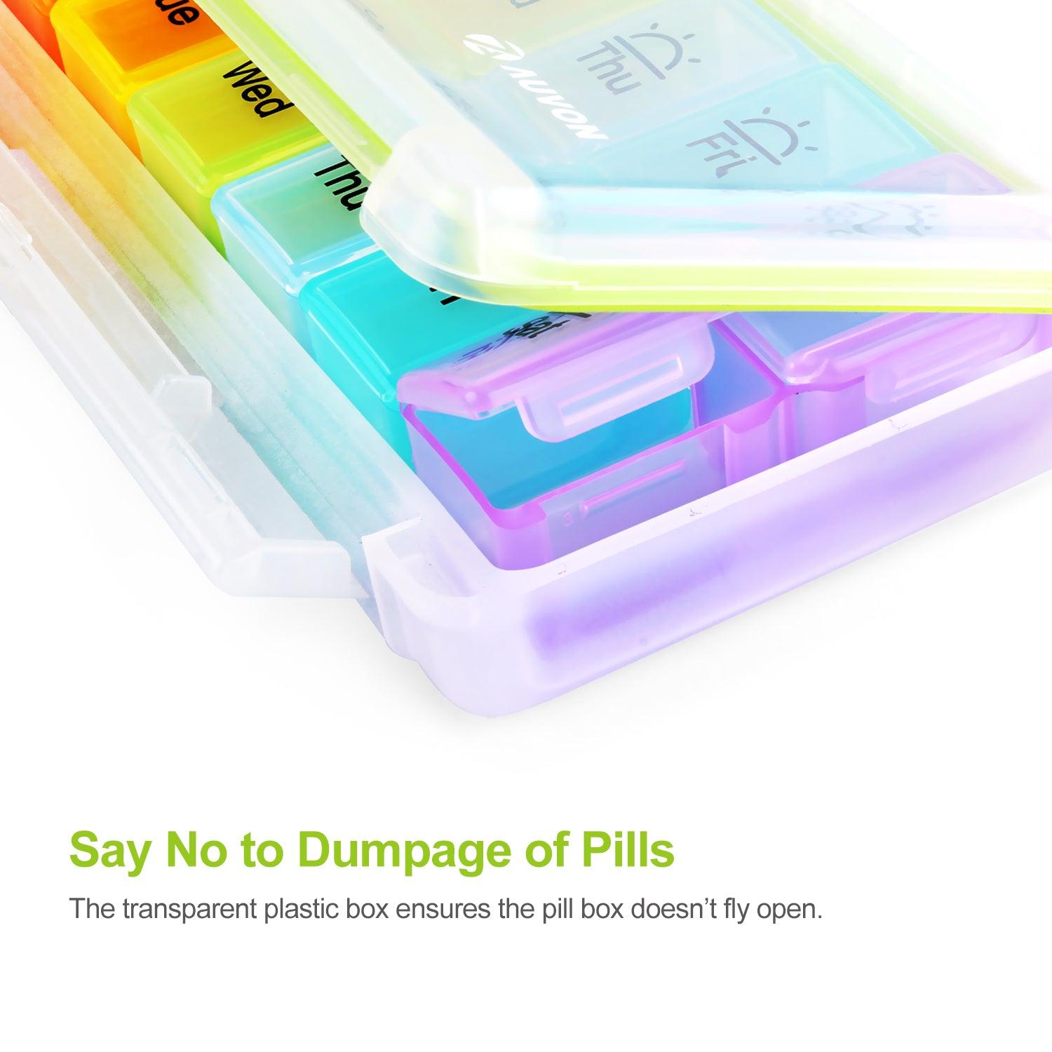 AUVON iMedassist Weekly Pill Organizer (Twice a Day), 7 Day Pill Box Case with Moisture-Proof Design and Removable AM/PM Compartments to Hold Vitamins, Fish Oil, Supplements and Medication - AUVON