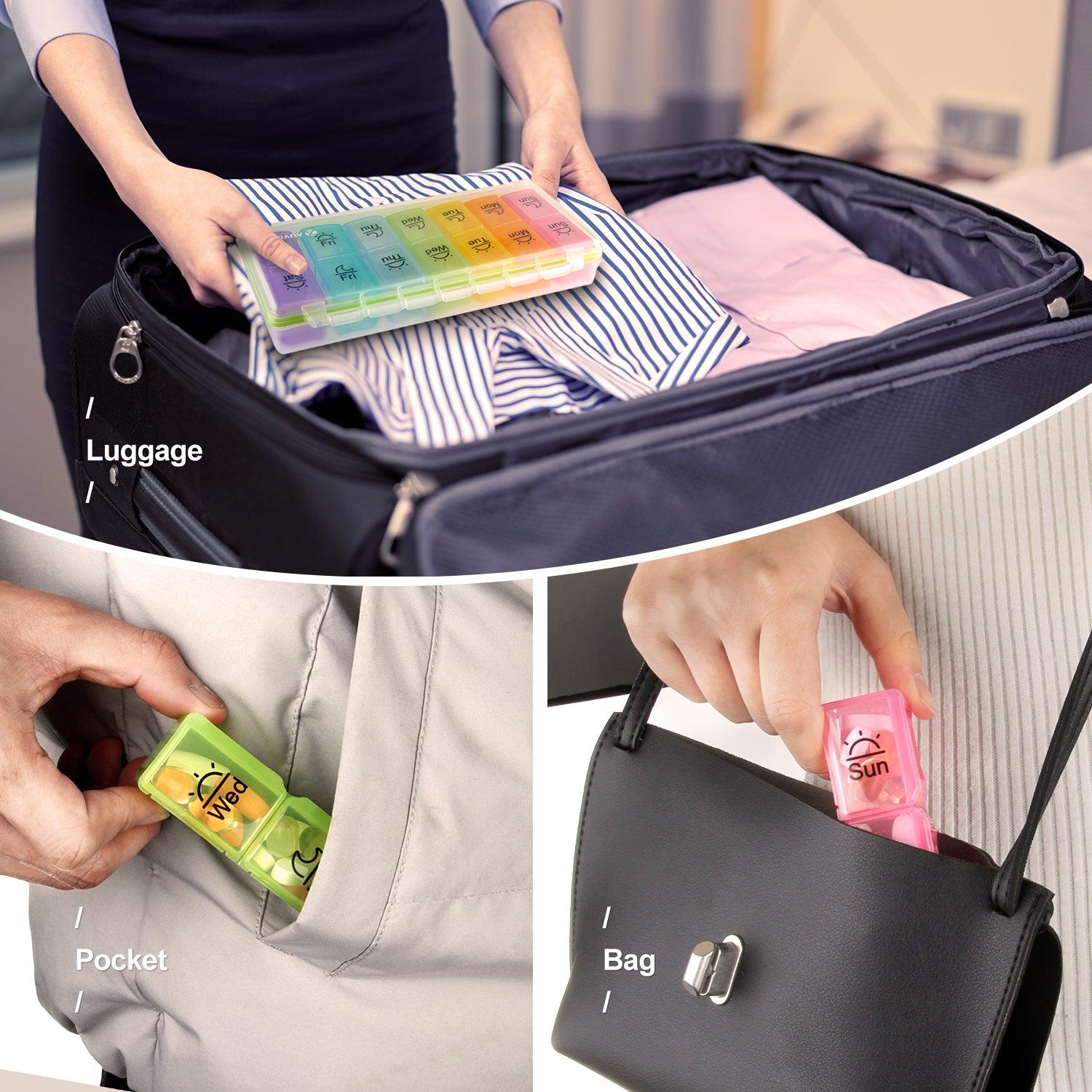 AUVON iMedassist Weekly Pill Organizer (Twice a Day), 7 Day Pill Box Case with Moisture-Proof Design and Removable AM/PM Compartments to Hold Vitamins, Fish Oil, Supplements and Medication - AUVON