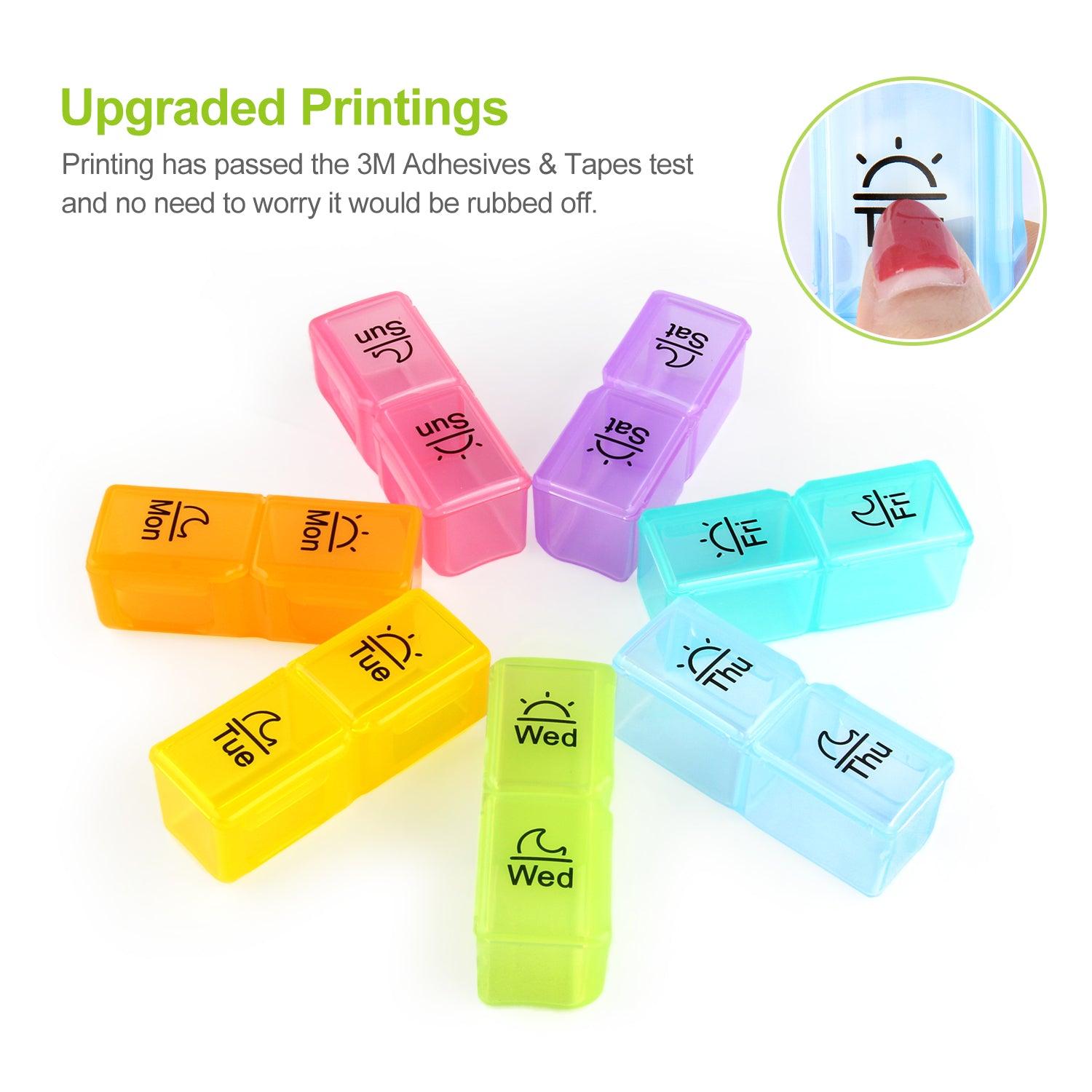 AUVON iMedassist Weekly Pill Organizer (Twice a Day), 7 Day Pill Box Case with Moisture-Proof Design and Removable AM/PM Compartments to Hold Vitamins, Fish Oil, Supplements and Medication - AUVON