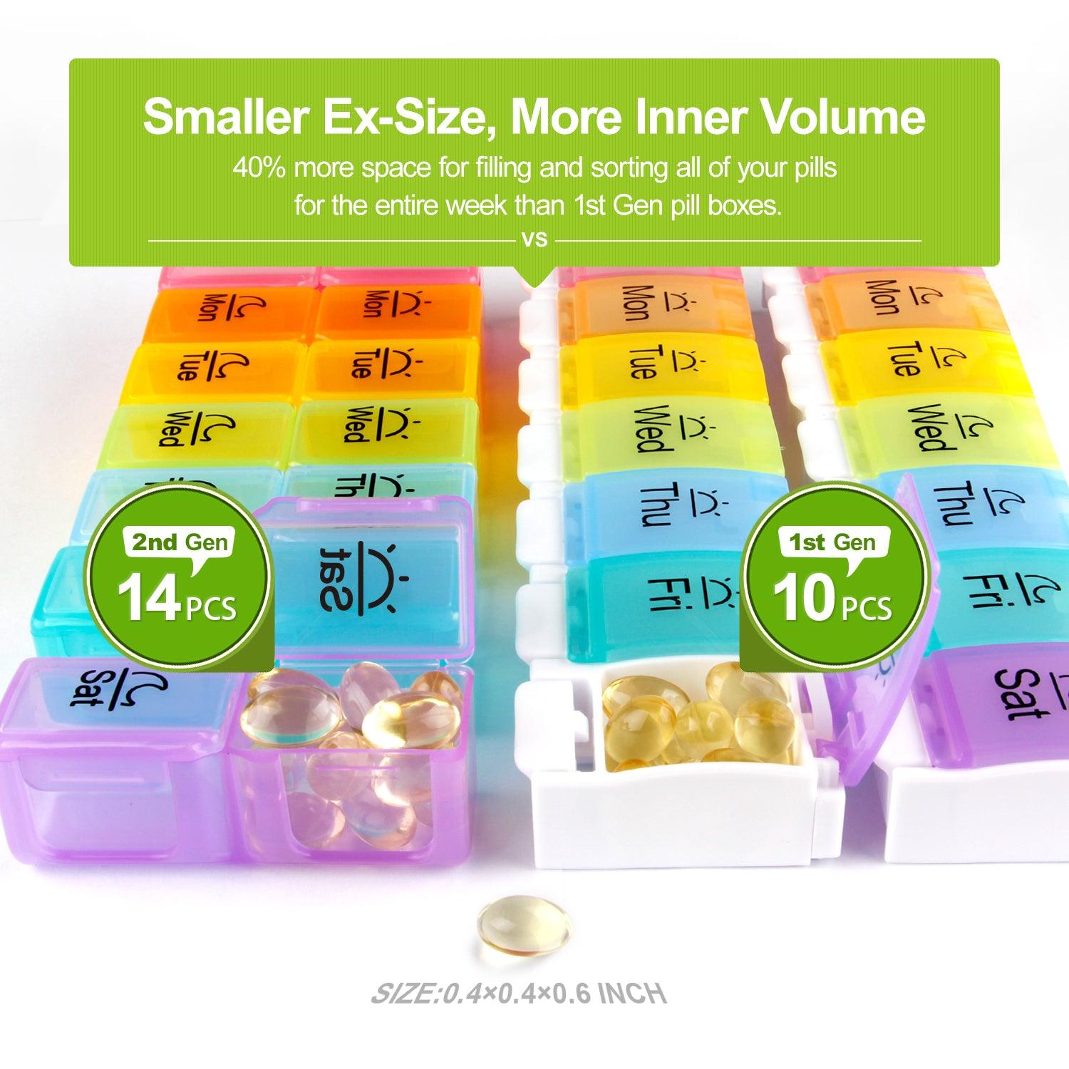 AUVON iMedassist Weekly Pill Organizer (Twice a Day), 7 Day Pill Box Case with Moisture-Proof Design and Removable AM/PM Compartments to Hold Vitamins, Fish Oil, Supplements and Medication - AUVON