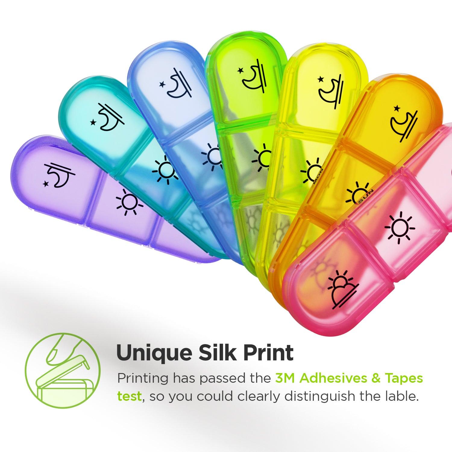 AUVON Weekly Pill Organizer 3-Times-A-Day, Portable 7 Day Pill Box Case with Large Separate Compartments to Hold Medication, Vitamins, Fish Oil and Supplements - AUVON